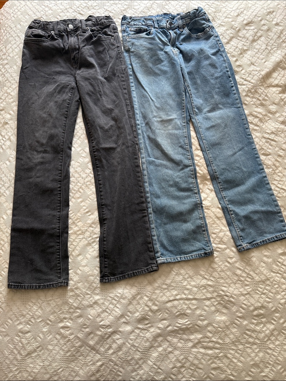 2 Boys boot cut Leg Jeans size 14 - Black and Light Blue